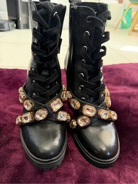 NWOT Steve Madden Latch Booties with Gem-Embellished Straps